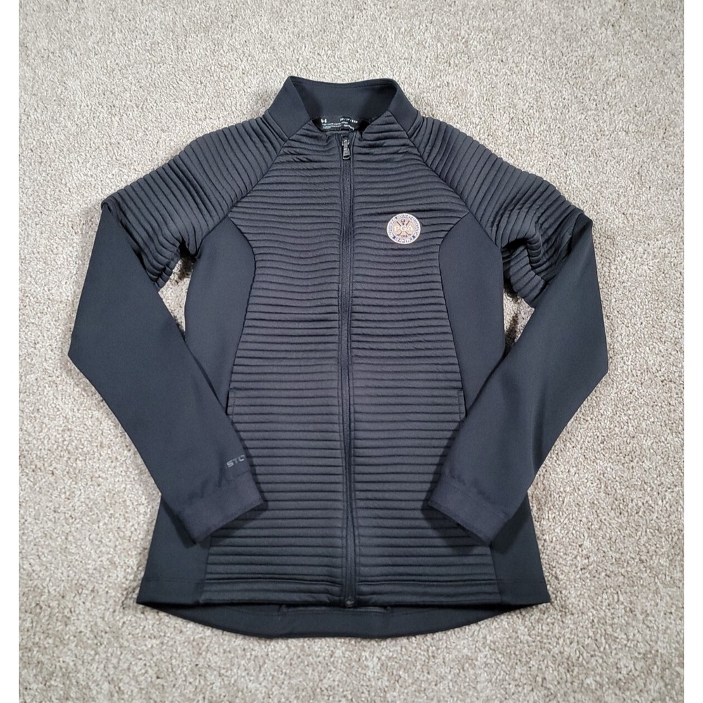 Under Armour Jacket Size XS Black Womens PGA Logo Thermal‎ Mock Stretch Fitted
